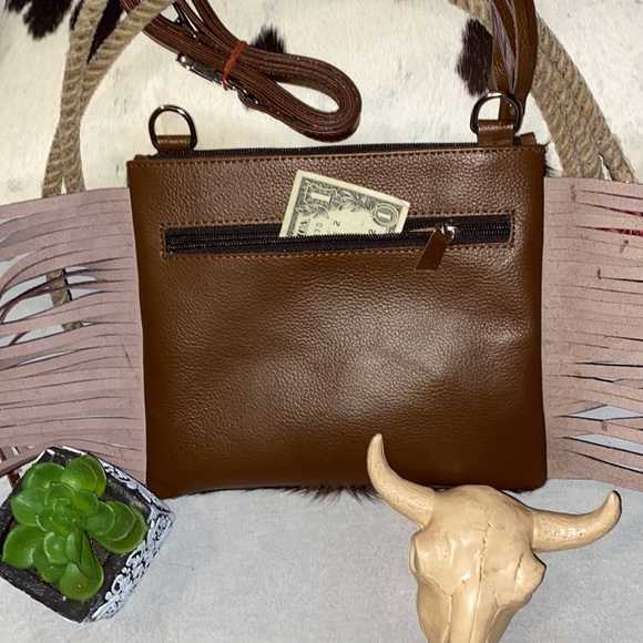 New Handmade Real Cowhide Leather Crossbody Purse Handbag Hair On With Fringes - Picture 2 of 9